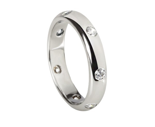 Fully Set Flush CZ Silver Ring