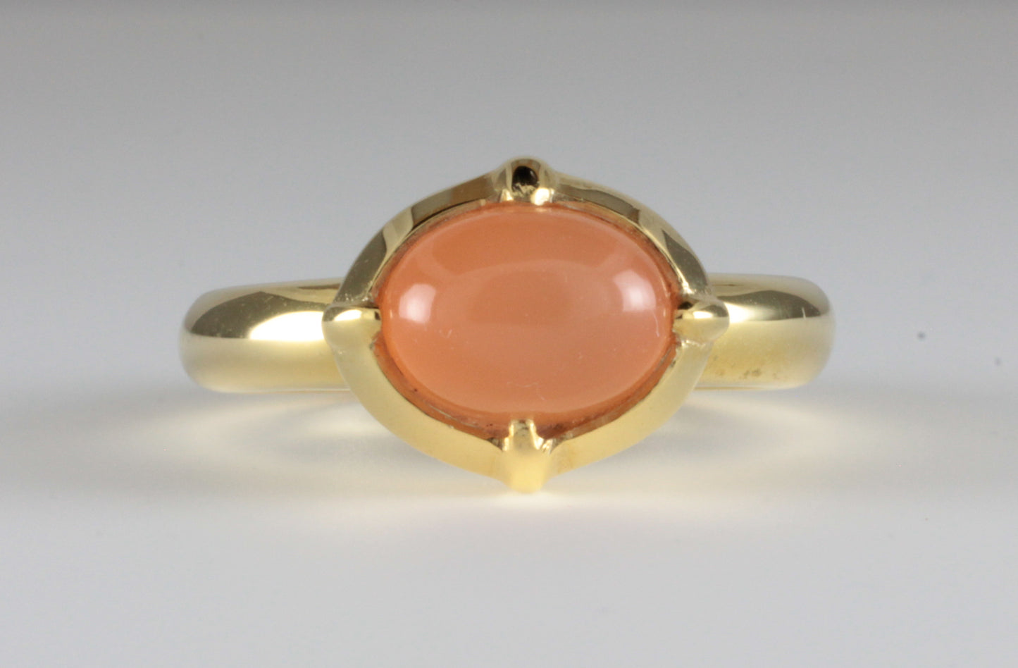 'Coria' C12th Early Medieval style 22ct Gold & Peach Moonstone Ring