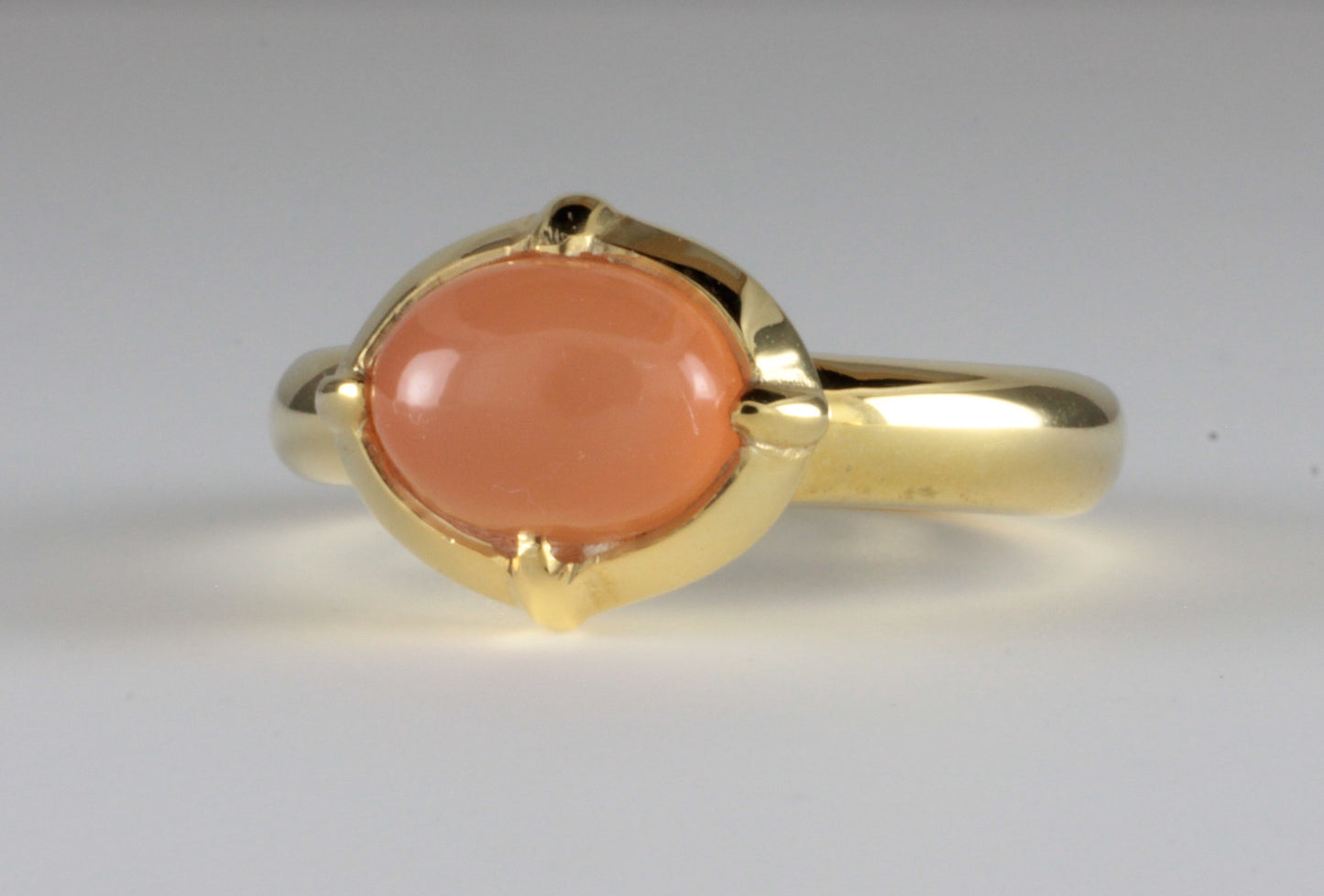 'Coria' C12th Early Medieval style 22ct Gold & Peach Moonstone Ring
