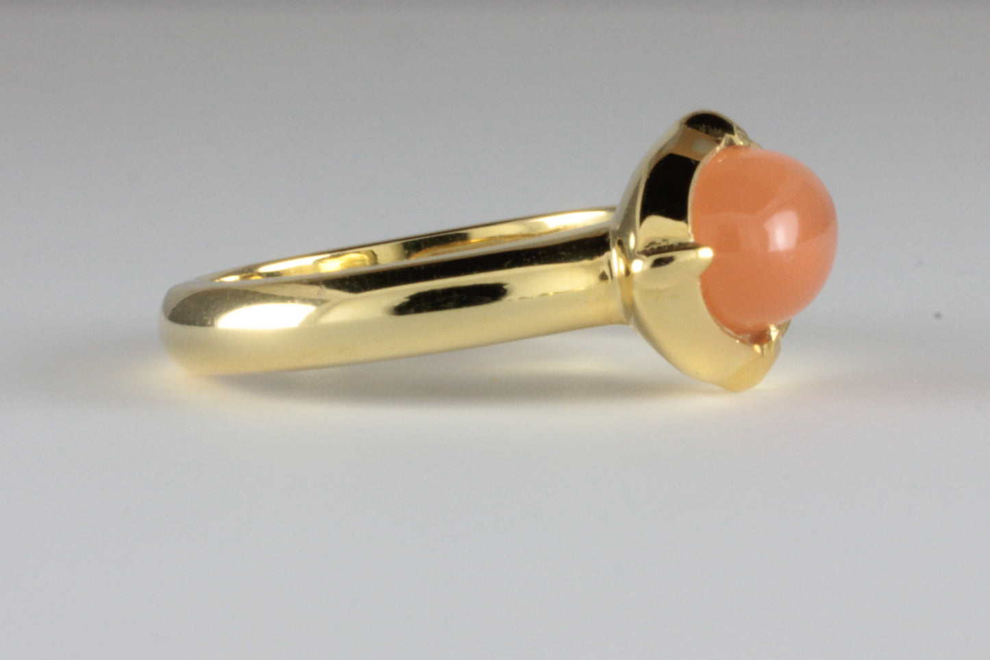 'Coria' C12th Early Medieval style 22ct Gold & Peach Moonstone Ring