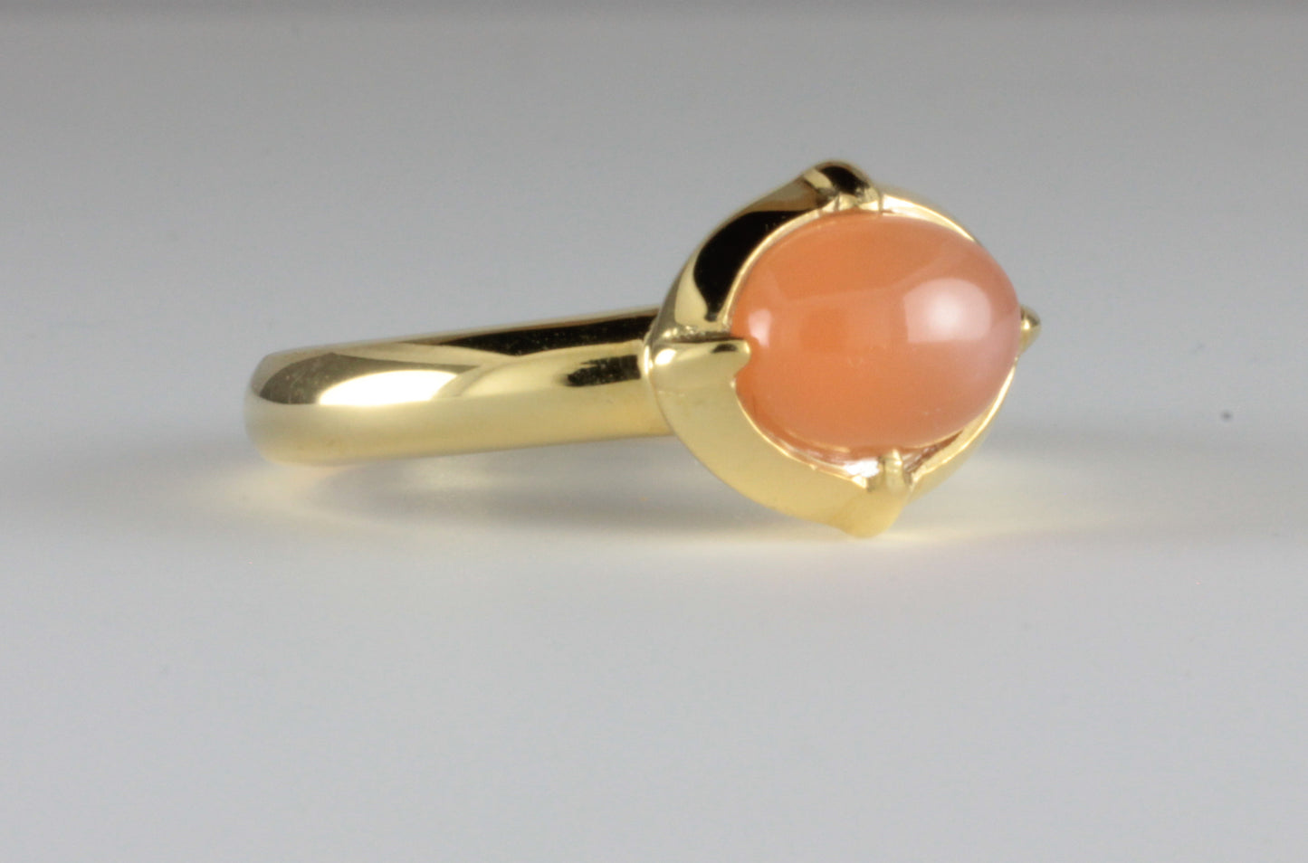 'Coria' C12th Early Medieval style 22ct Gold & Peach Moonstone Ring