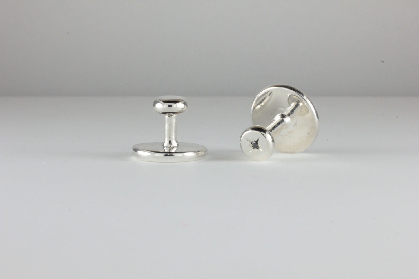 Sterling Silver Collar Studs set with Black Diamond