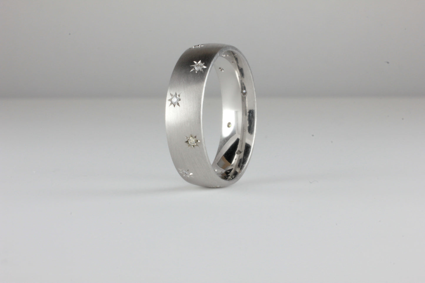 Platinum Staggered Fully Star Set Diamond band