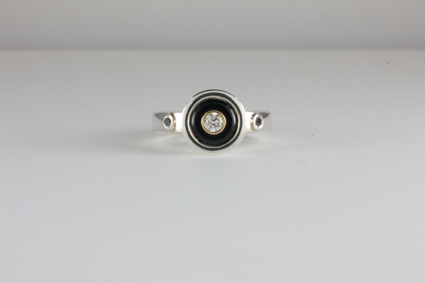 Black & White Diamond Art Deco style Target ring