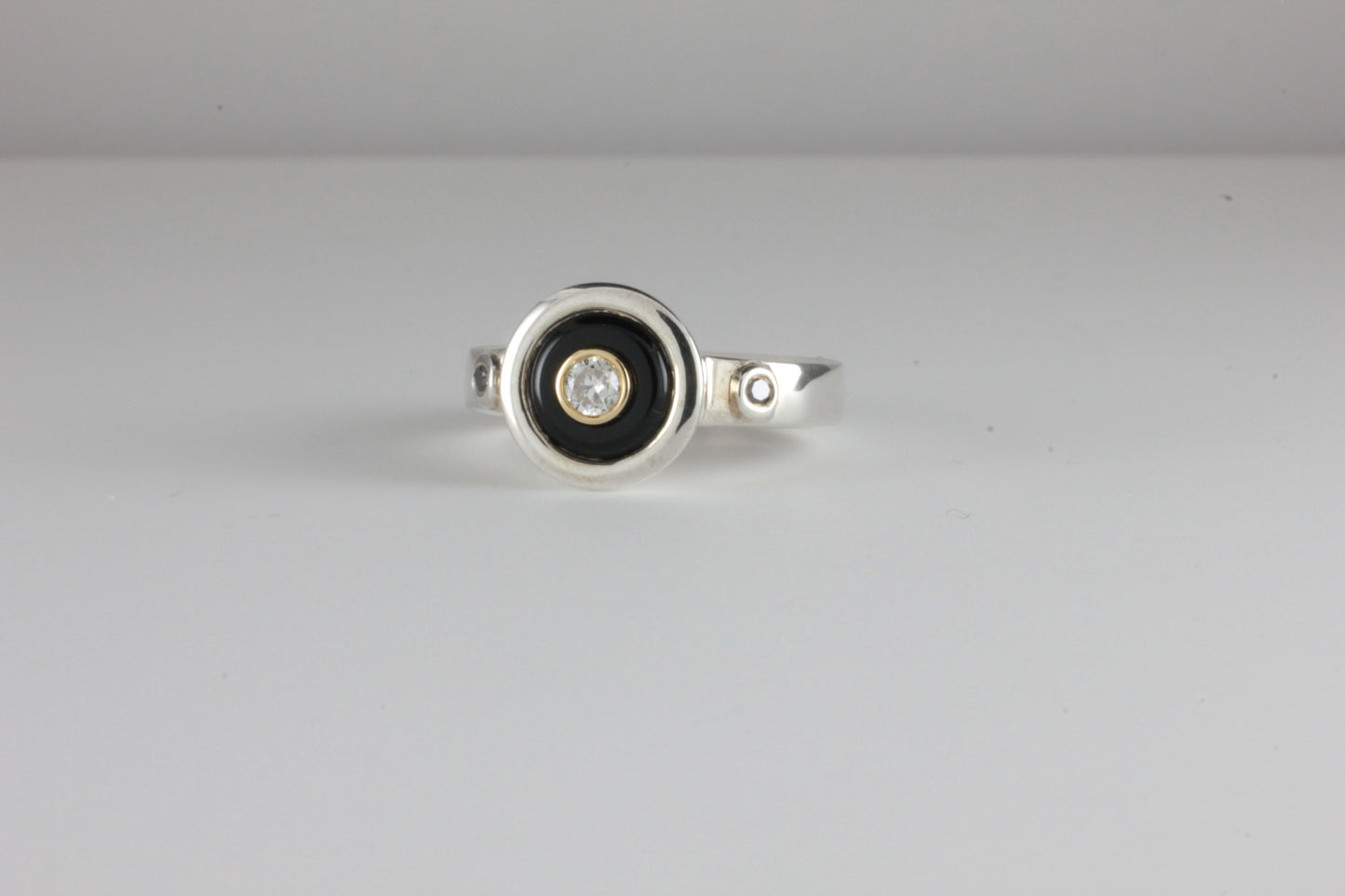 Black & White Diamond Art Deco style Target ring