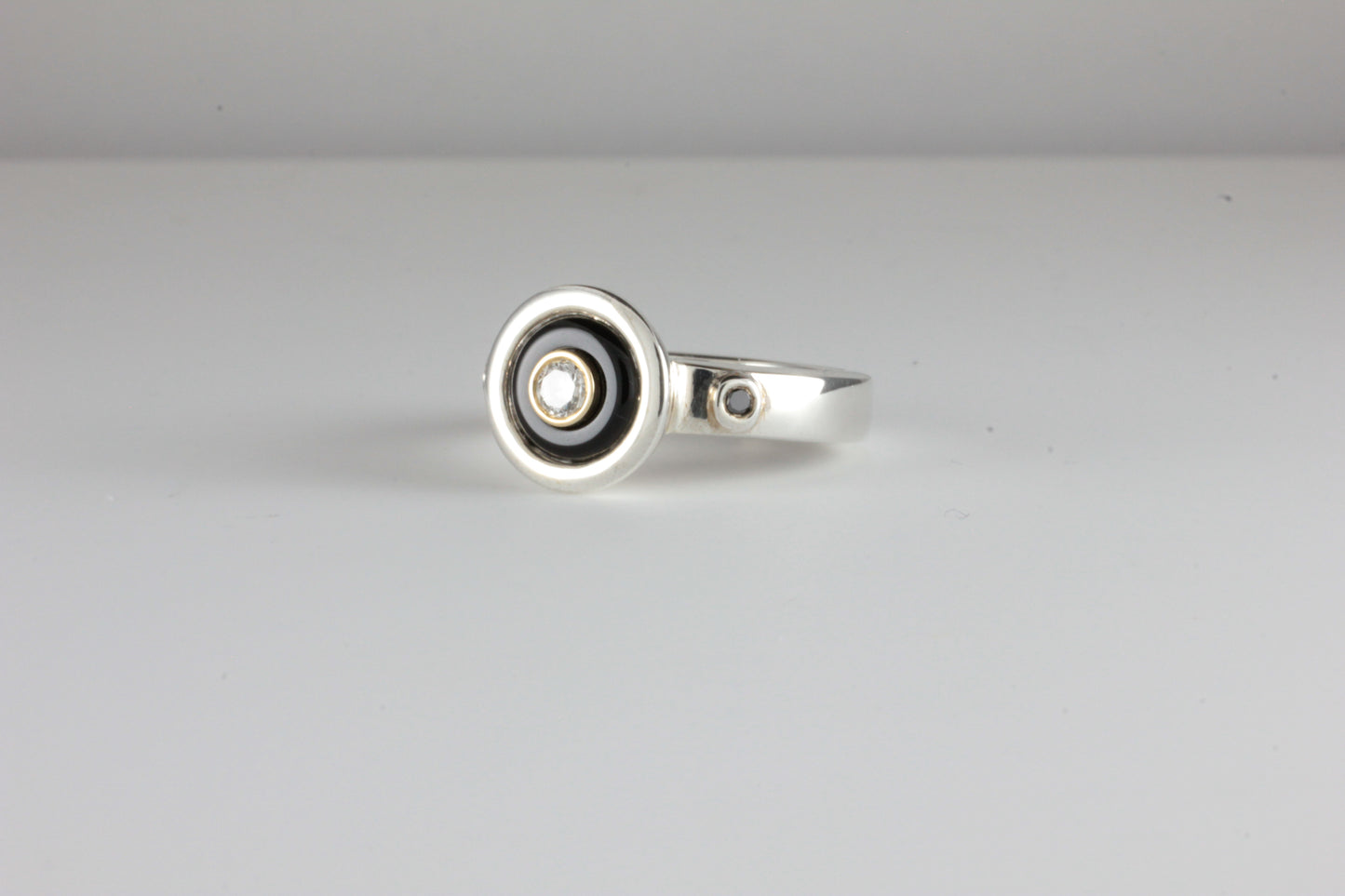 Black & White Diamond Art Deco style Target ring