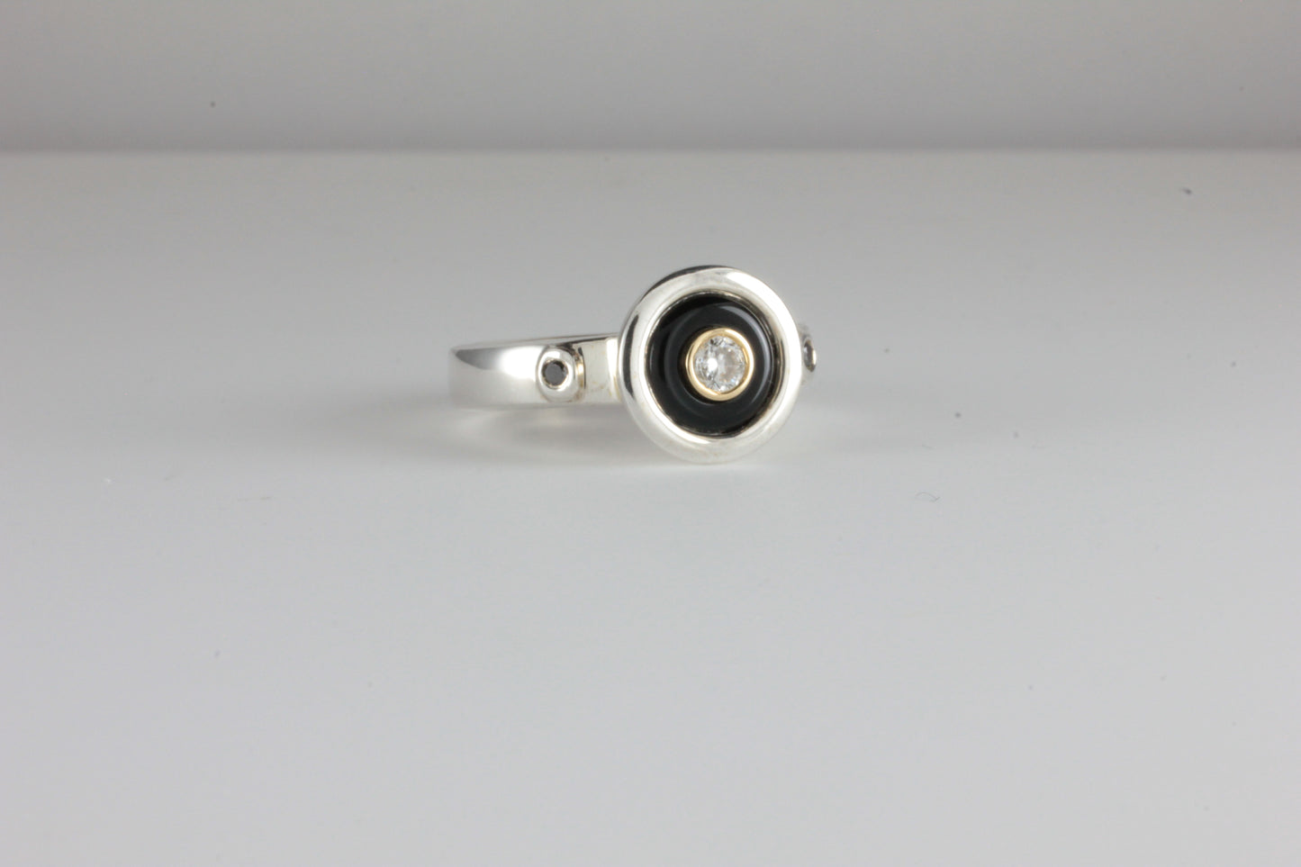 Black & White Diamond Art Deco style Target ring