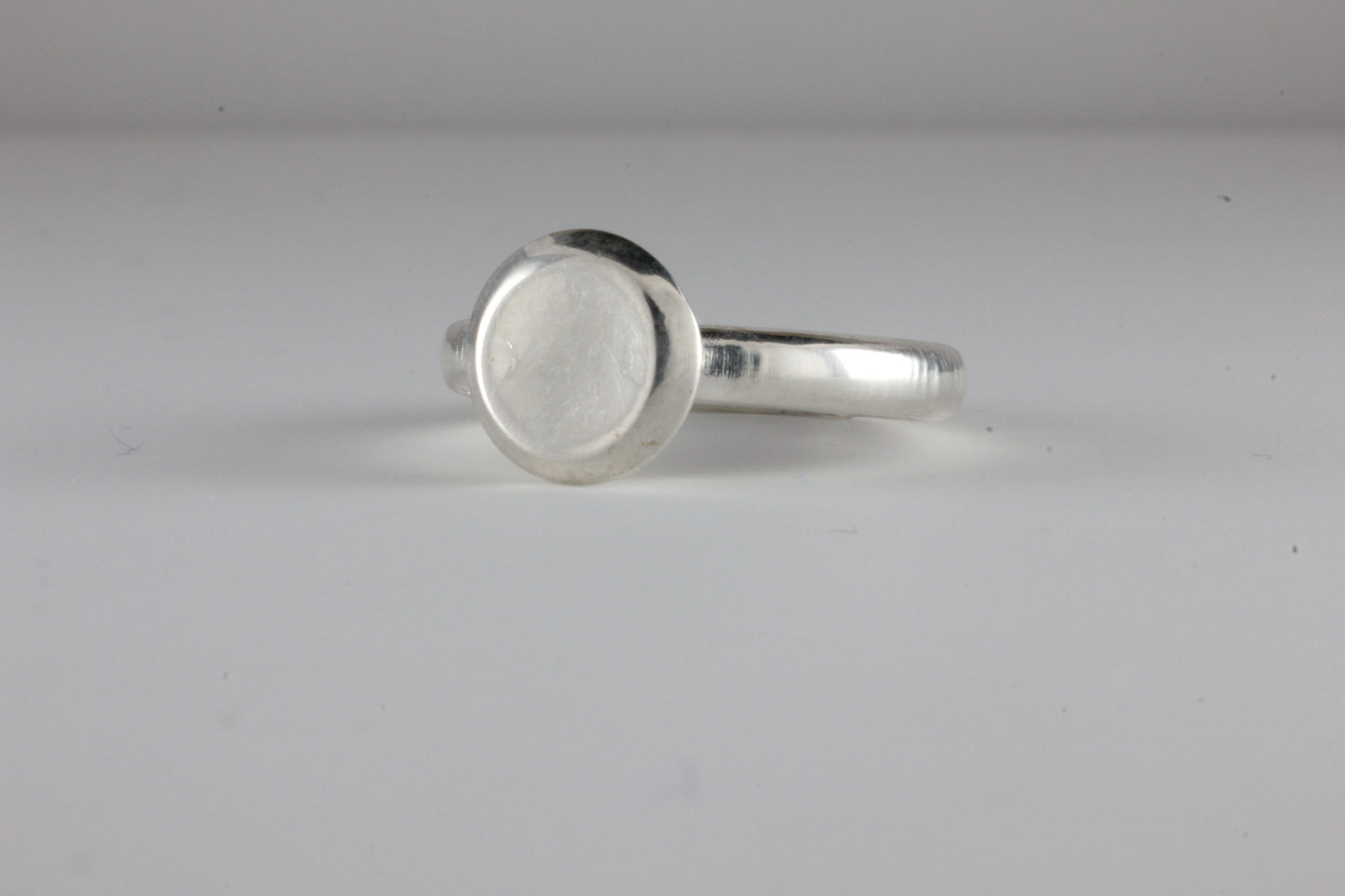 Double Bevel Disc Medieval style Signet Ring Silver C15th
