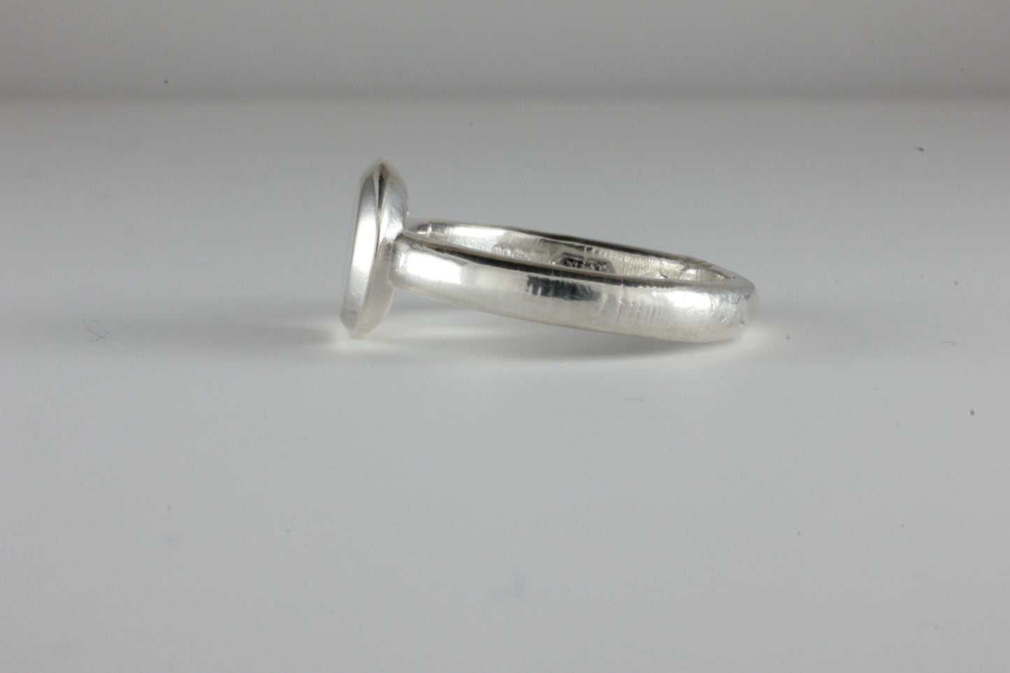 Double Bevel Disc Medieval style Signet Ring Silver C15th