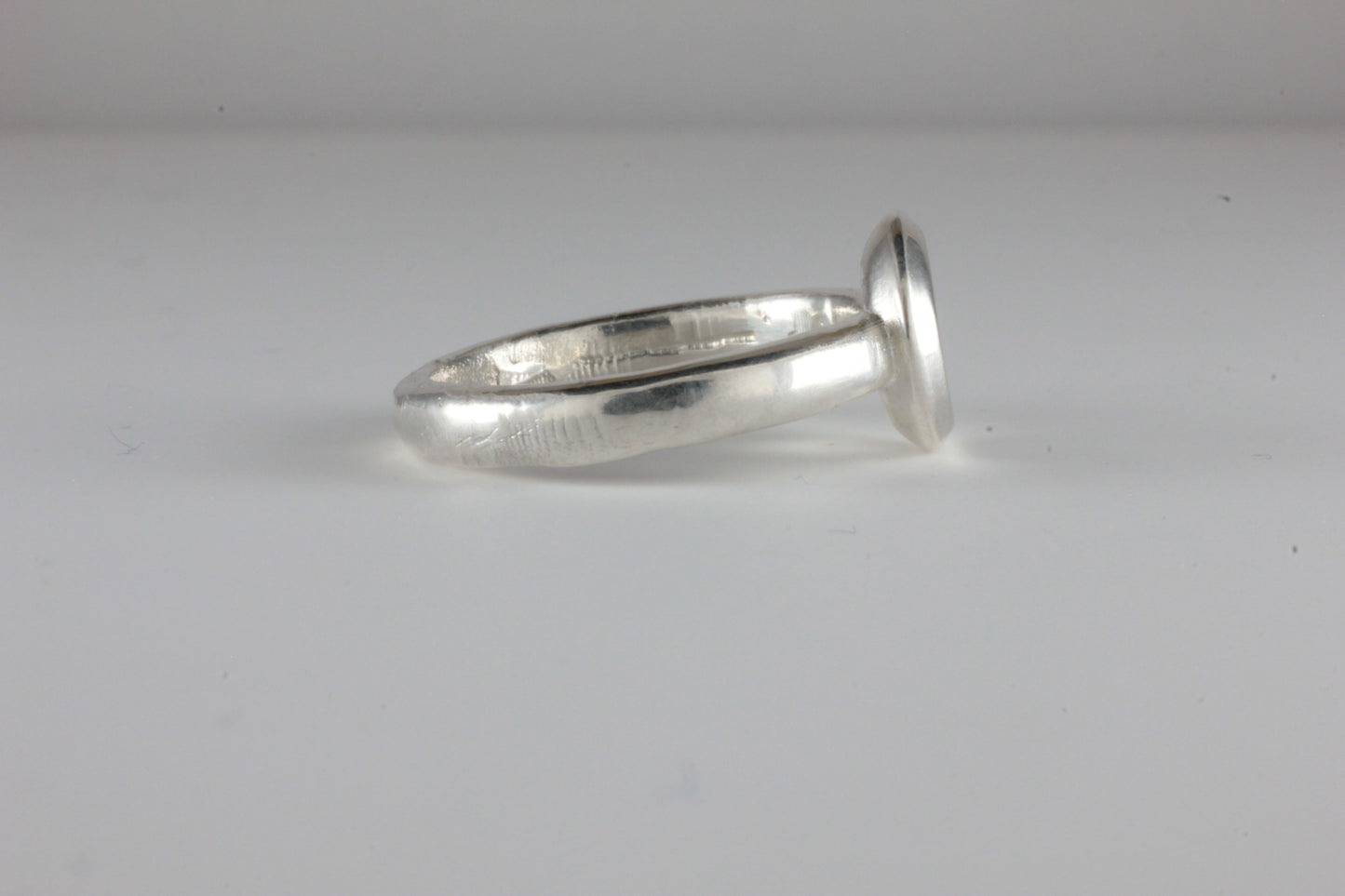 Double Bevel Disc Medieval style Signet Ring Silver C15th