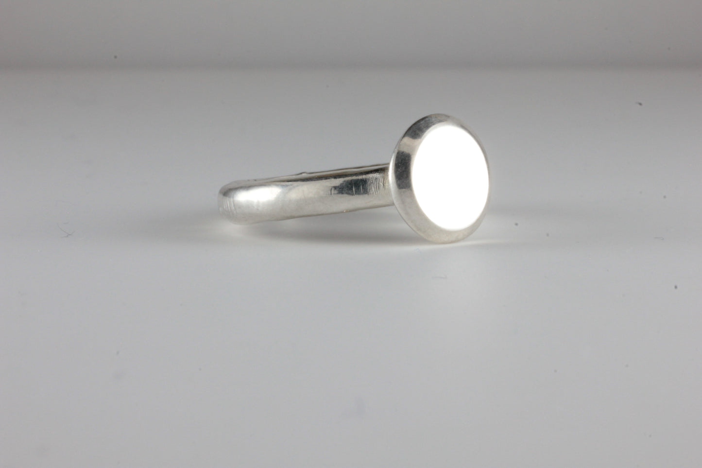 Double Bevel Disc Medieval style Signet Ring Silver C15th