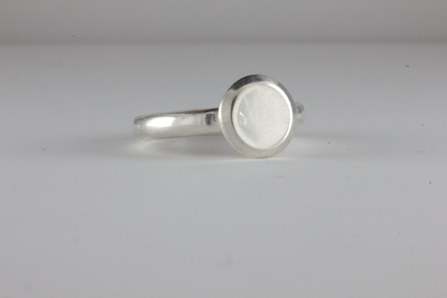 Double Bevel Disc Medieval style Signet Ring Silver C15th