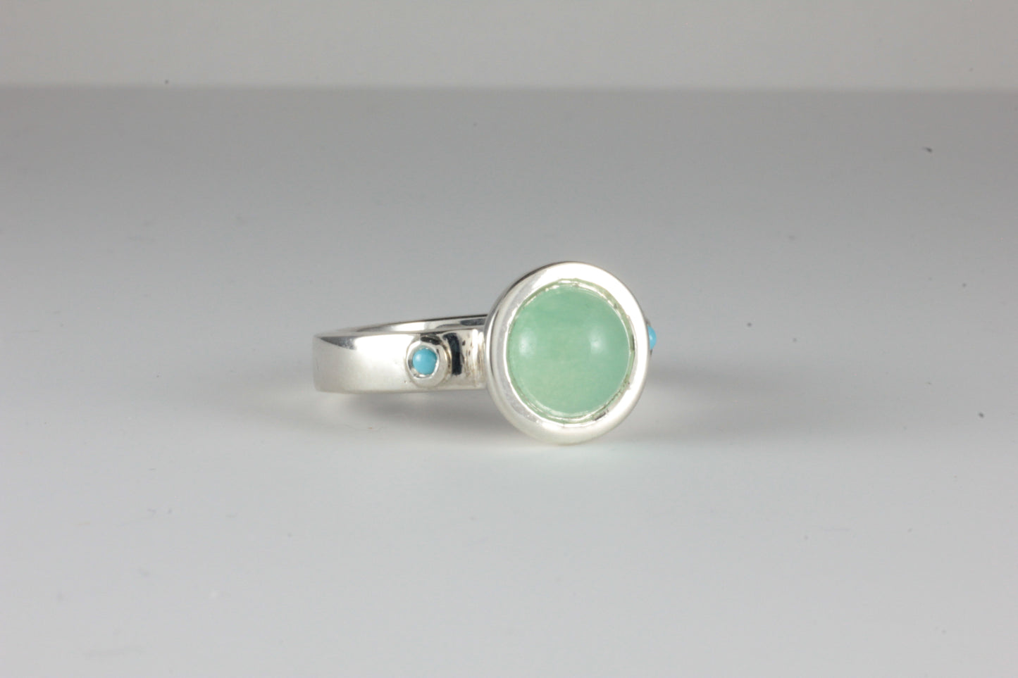 'Oston' Chrysoprase & Turquoise Medieval style ring