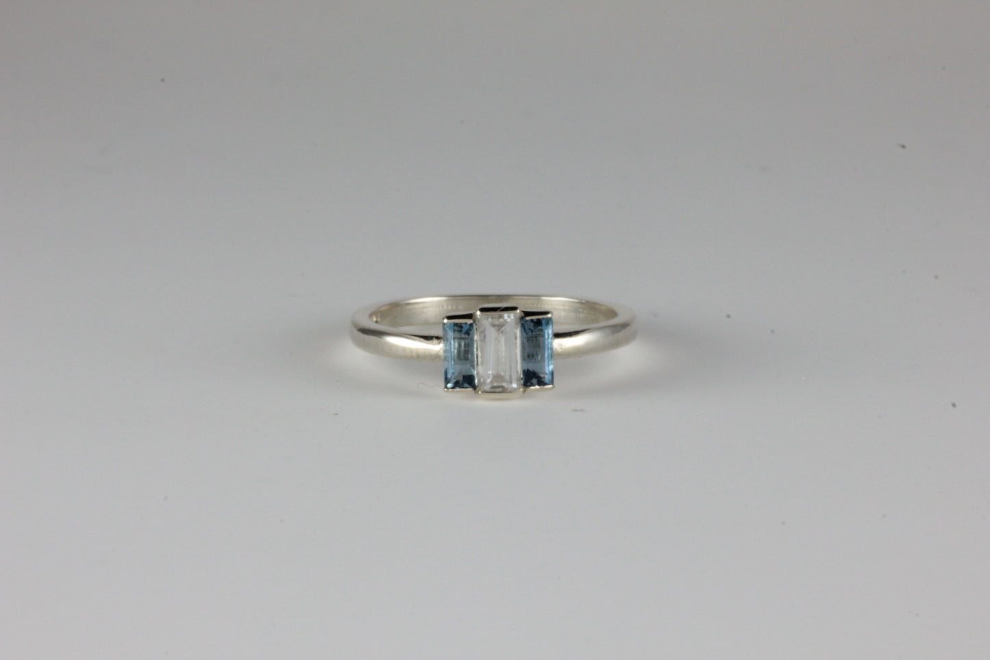 Aquamarine & Moissanite Art Deco Design Ring