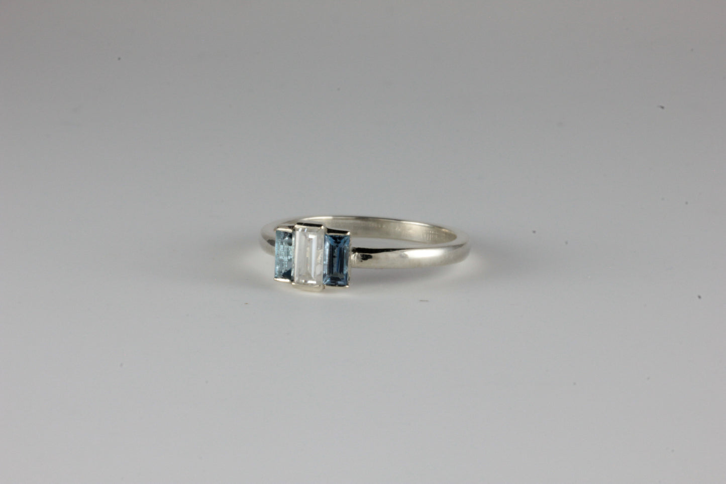 Aquamarine & Moissanite Art Deco Design Ring