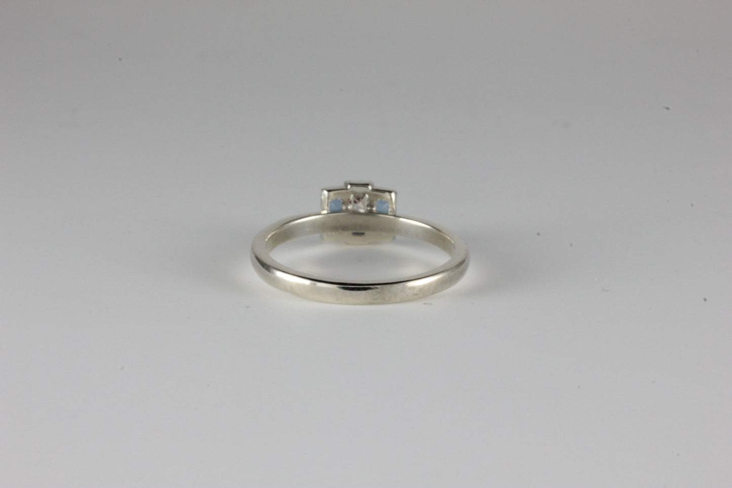 Aquamarine & Moissanite Art Deco Design Ring