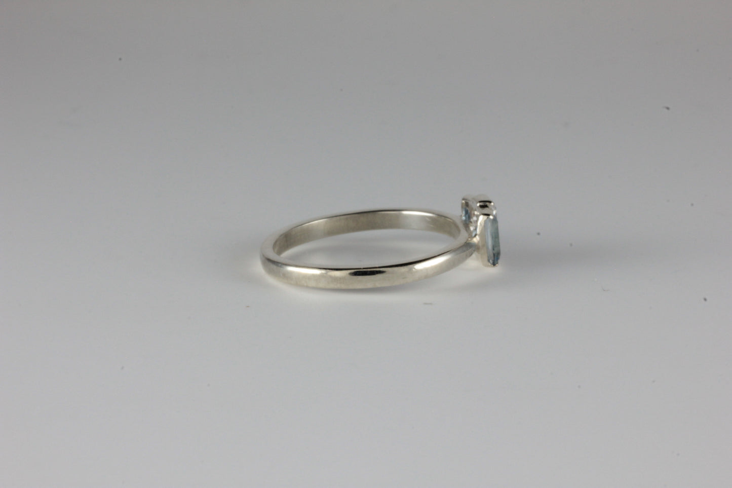 Aquamarine & Moissanite Art Deco Design Ring
