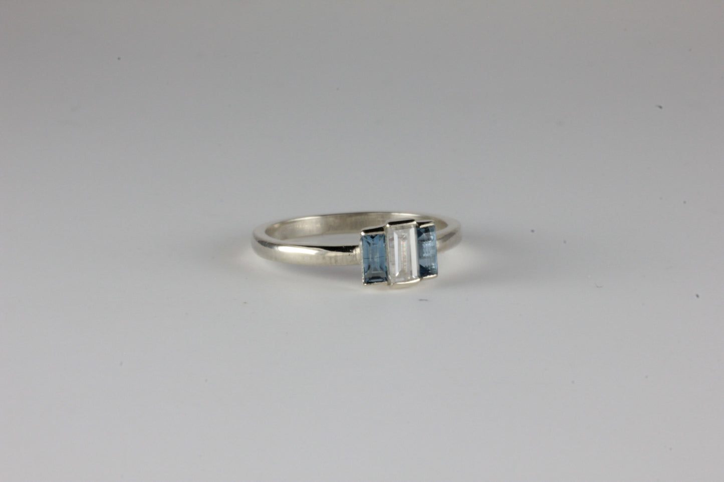 Aquamarine & Moissanite Art Deco Design Ring