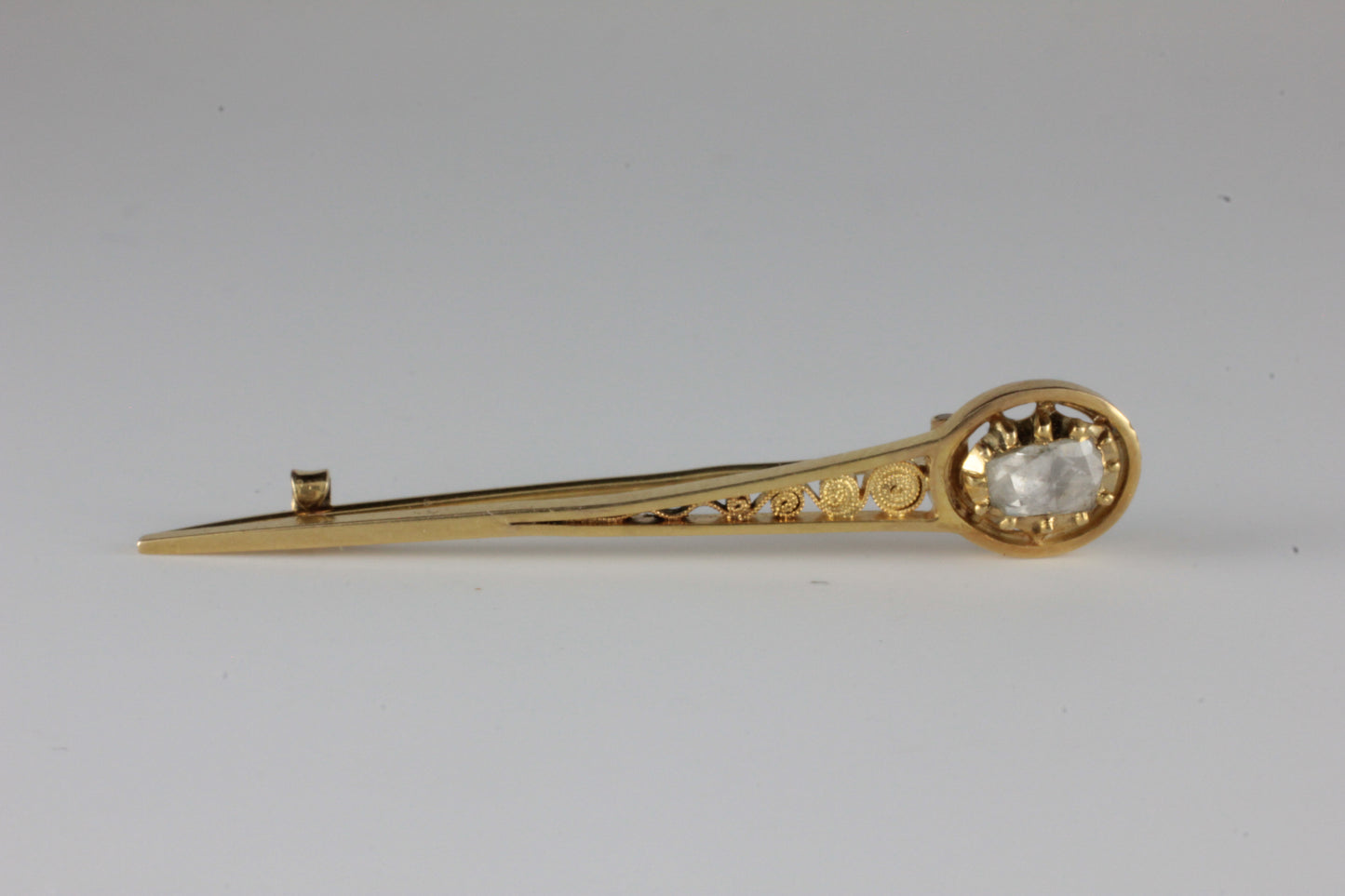Antique 15ct & Rose cut Diamond set Georgian Cravat Pin Brooch