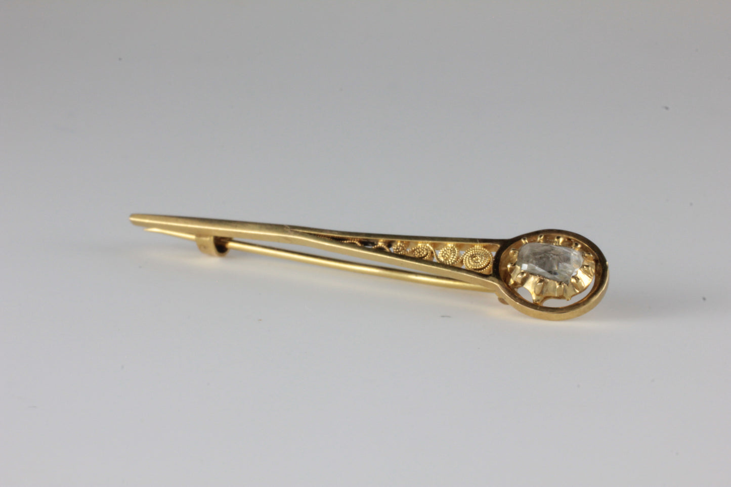 Antique 15ct & Rose cut Diamond set Georgian Cravat Pin Brooch