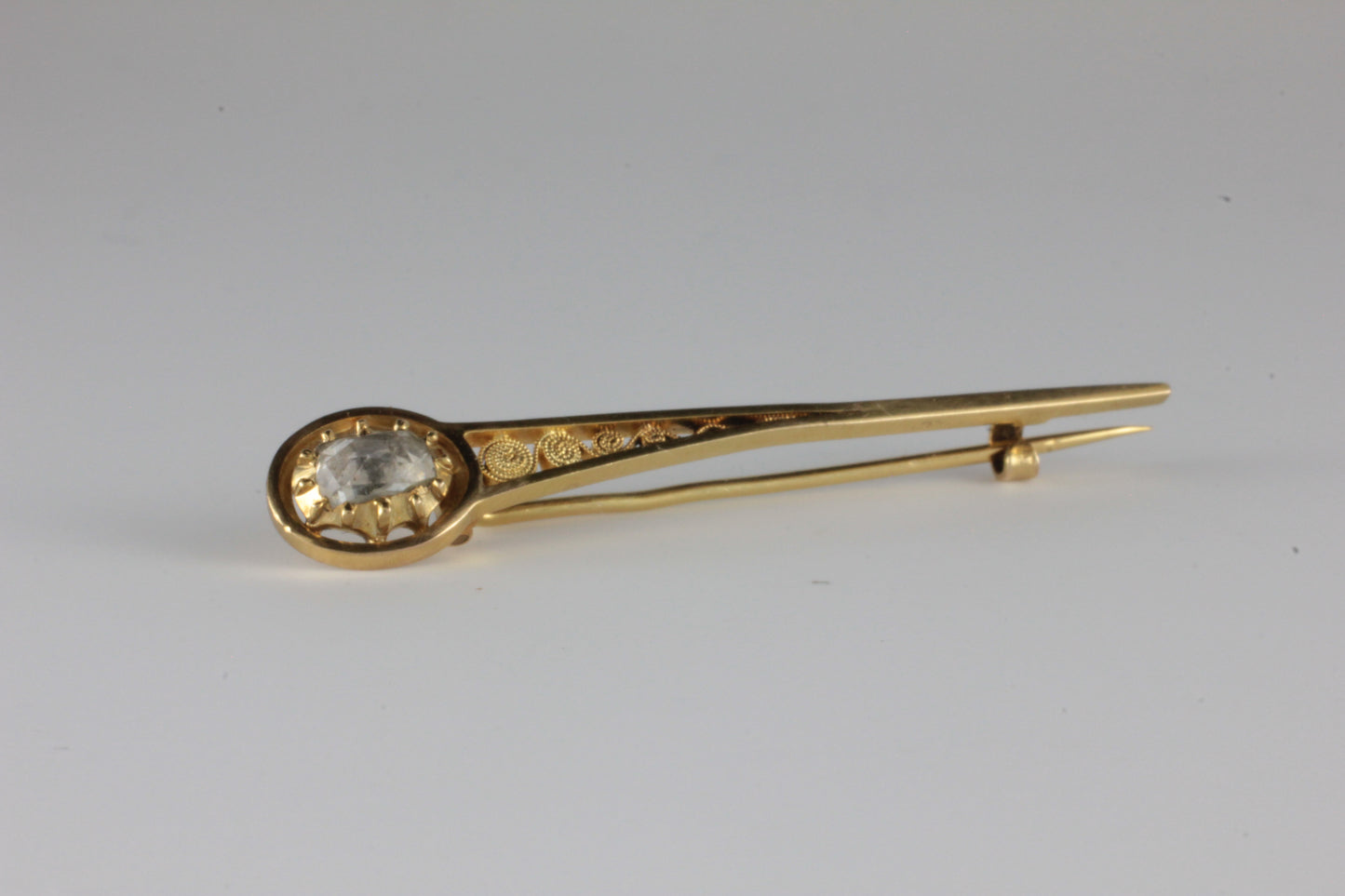 Antique 15ct & Rose cut Diamond set Georgian Cravat Pin Brooch