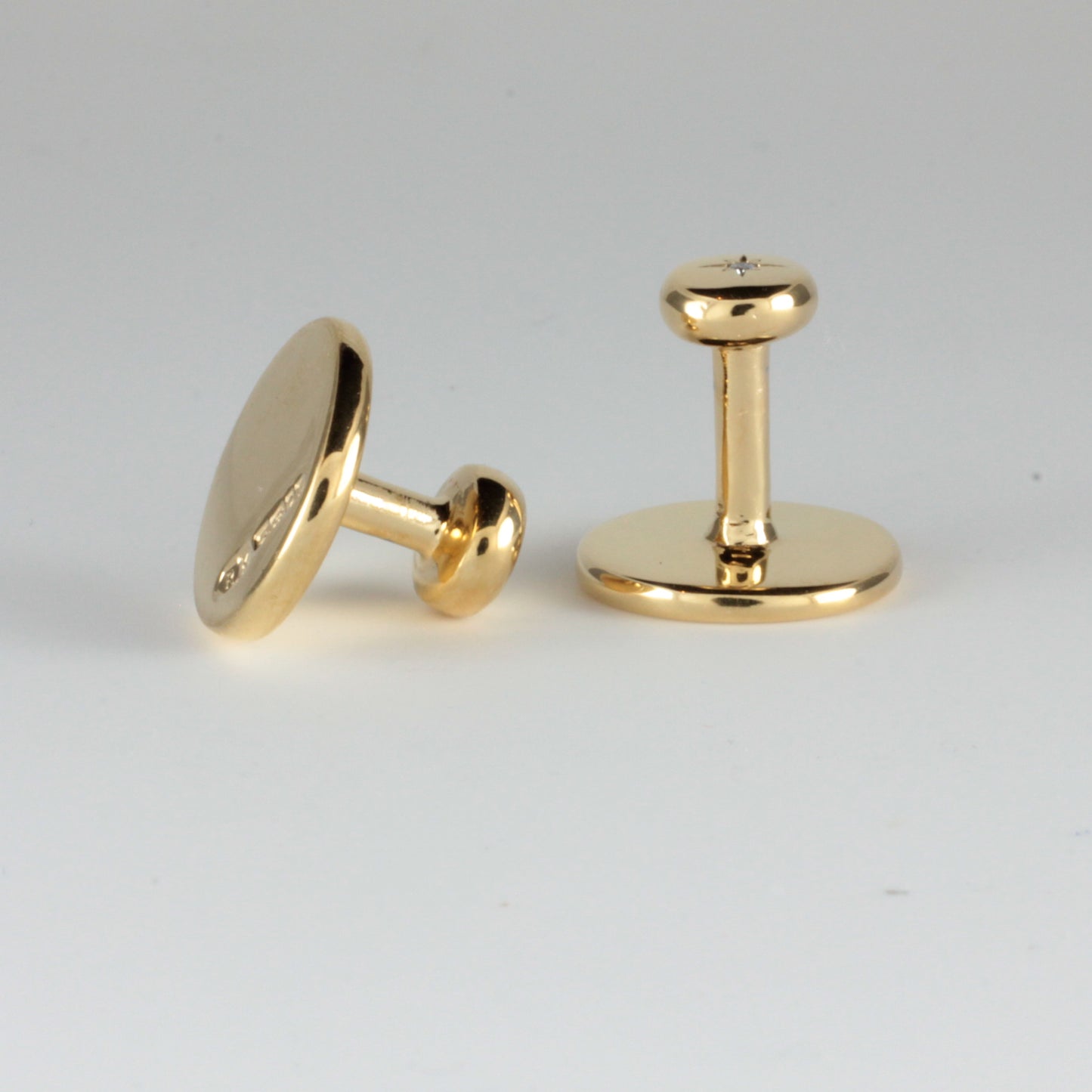 Yellow Gold Collar Studs set with a Colourless Diamond