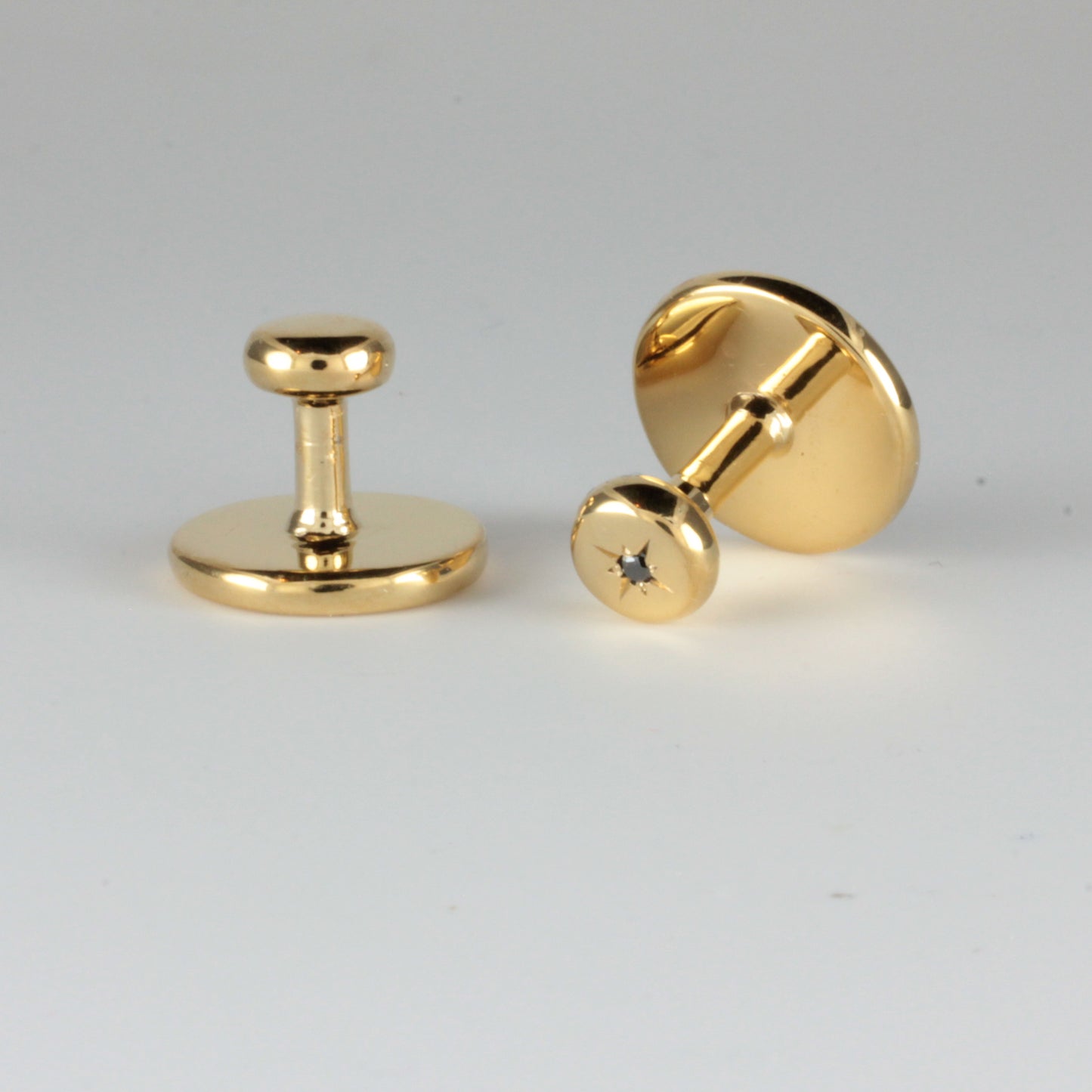 Yellow Gold Collar Studs set with a Black Diamond