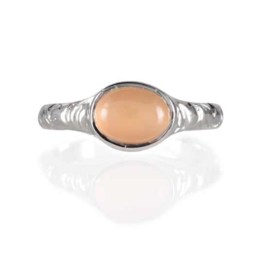 'Odessos' Georgian style Oval Peach Moonstone Cabochon Ring
