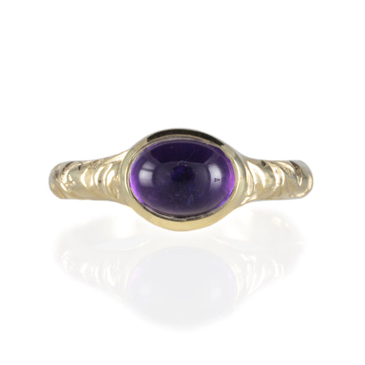 'Odessos' Georgian style Oval Amethyst Cabochon Ring