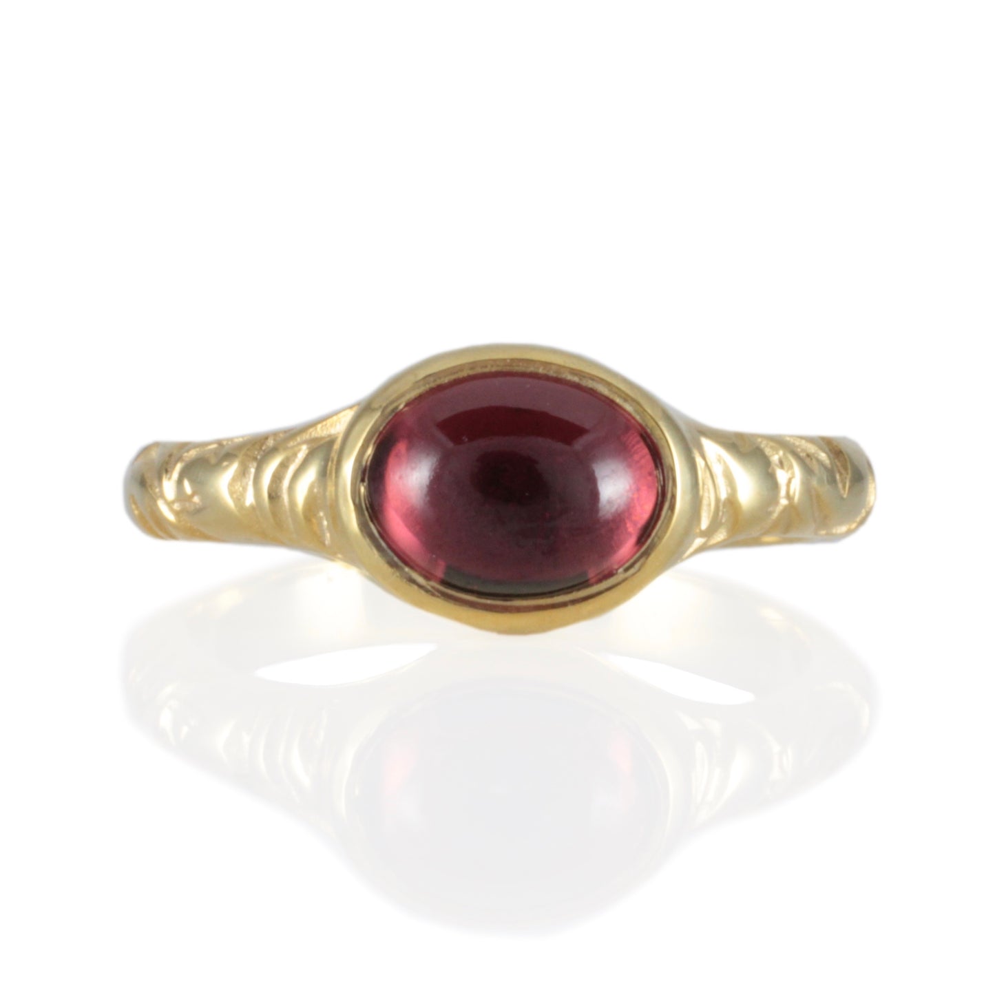 'Odessos' Georgian style Oval Garnet Cabochon Ring