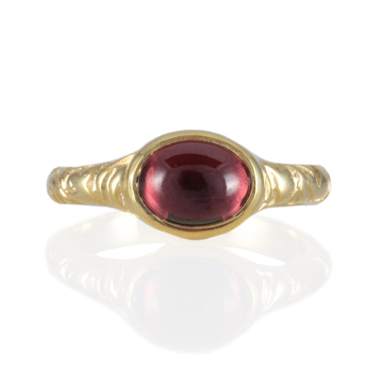 'Odessos' Georgian style Oval Garnet Cabochon Ring