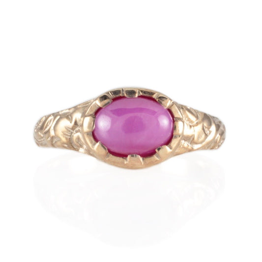 'Nida' Georgian style Oval Star Ruby Cabochon Ring