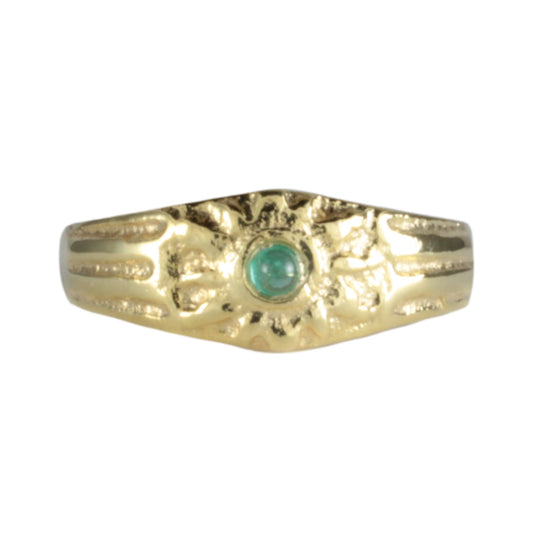 'Sonne' Medieval style 22ct Gold and Emerald Sunburst Ring