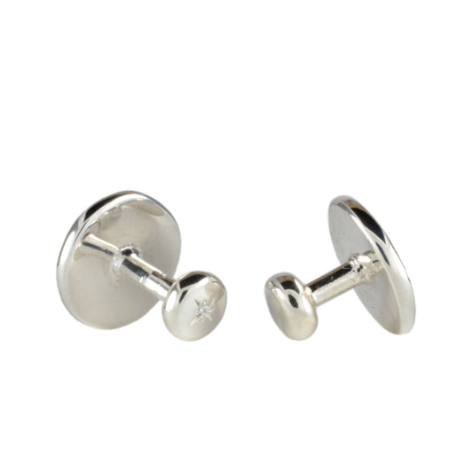 Sterling Silver Collar Studs set with Colourless Diamond