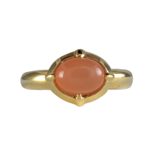 'Coria' C12th Early Medieval style 22ct Gold & Peach Moonstone Ring