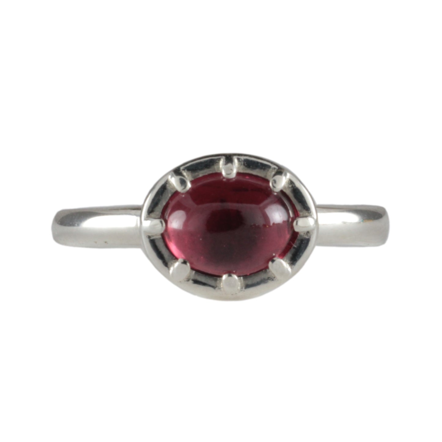 Cutdown 8-claw Georgian style Oval Garnet Cabochon Ring