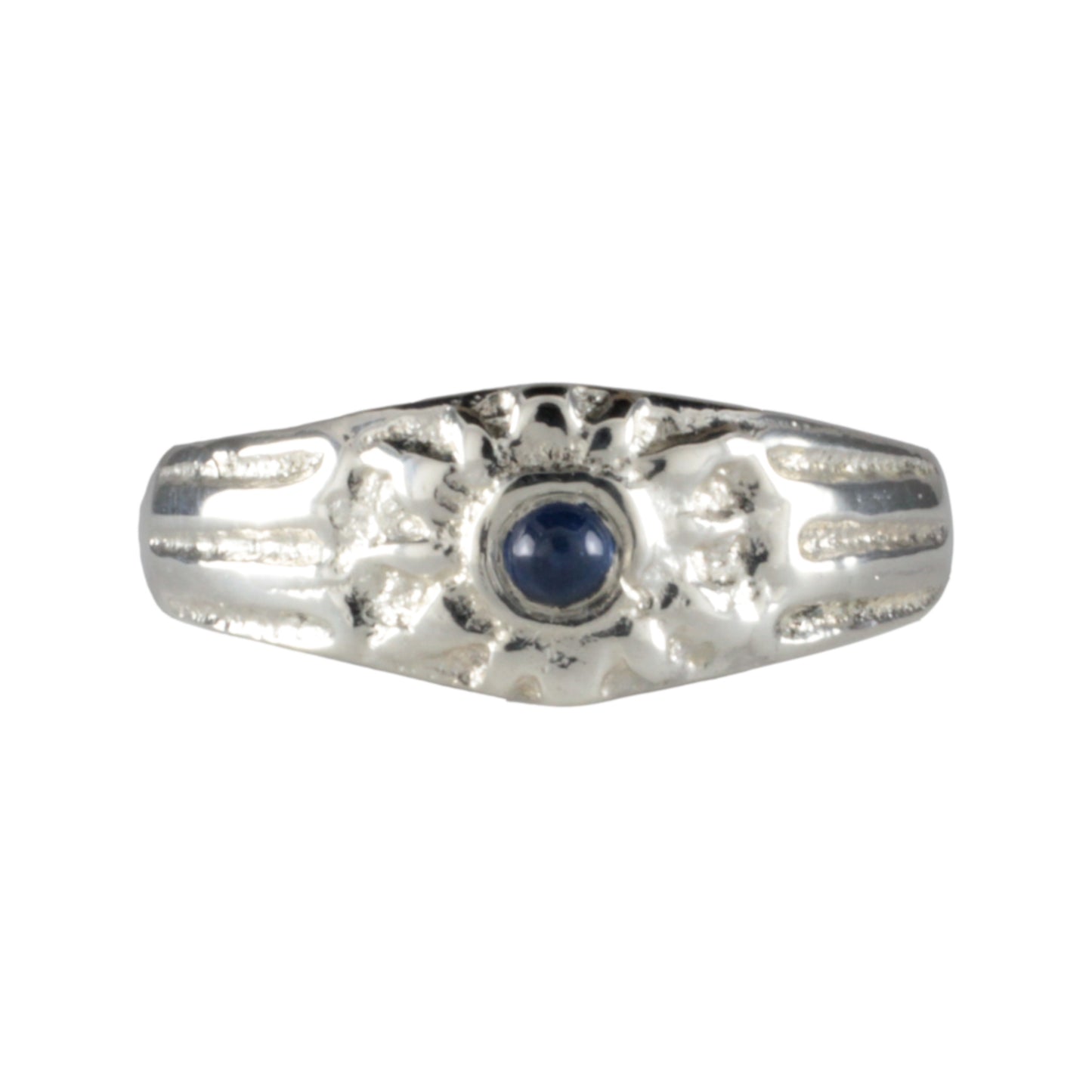 'Sonne' Medieval style Silver and Sapphire Sunburst Ring