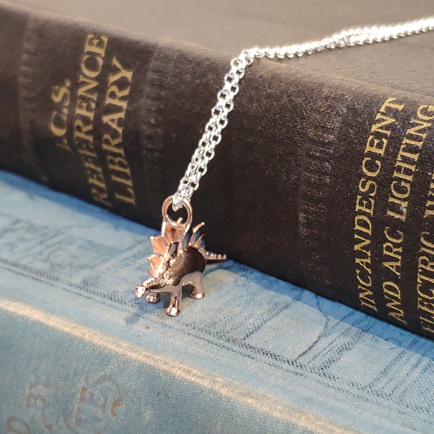 Sterling Silver Rose Gold Plated Dinosaur Pendant Stegosaurus