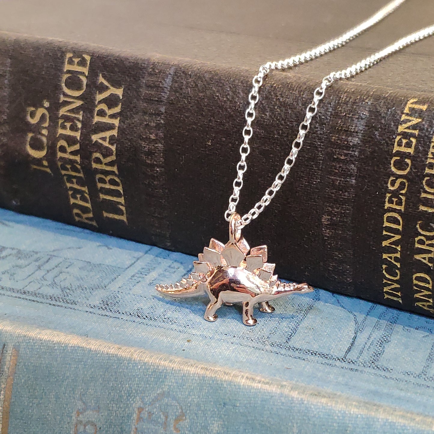 Sterling Silver Rose Gold Plated Dinosaur Pendant Stegosaurus