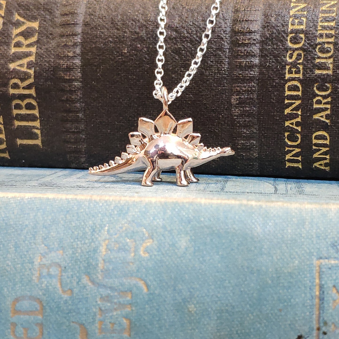 Sterling Silver Rose Gold Plated Dinosaur Pendant Stegosaurus
