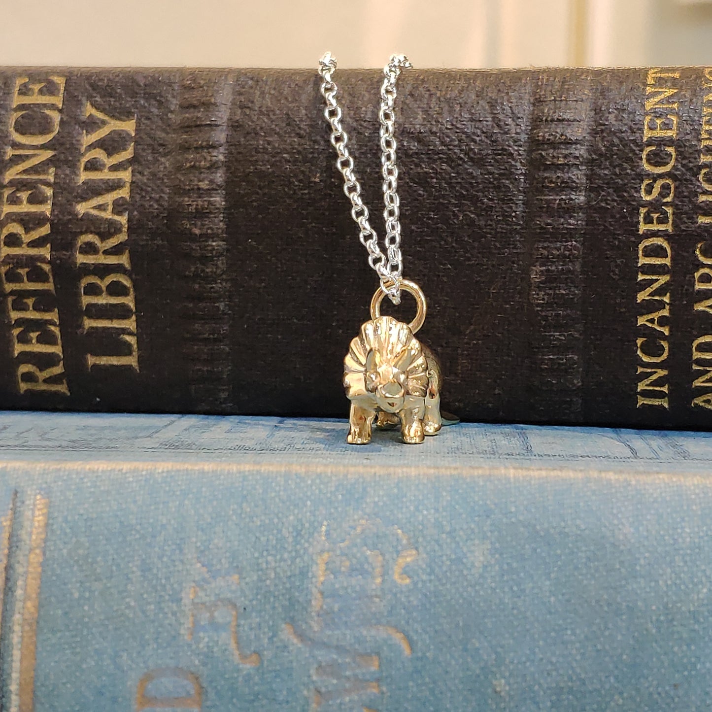 Sterling Silver Gold Plated Dinosaur Pendant Triceratops