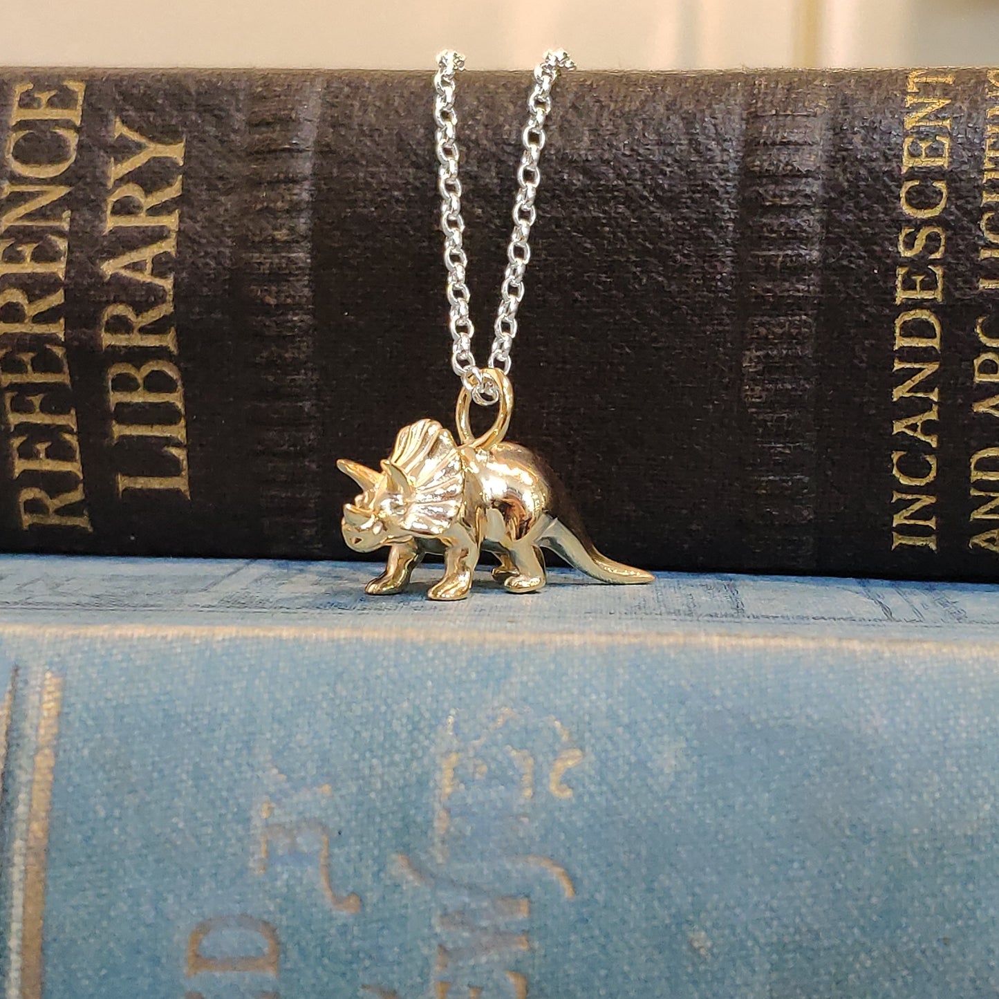 Sterling Silver Gold Plated Dinosaur Pendant Triceratops