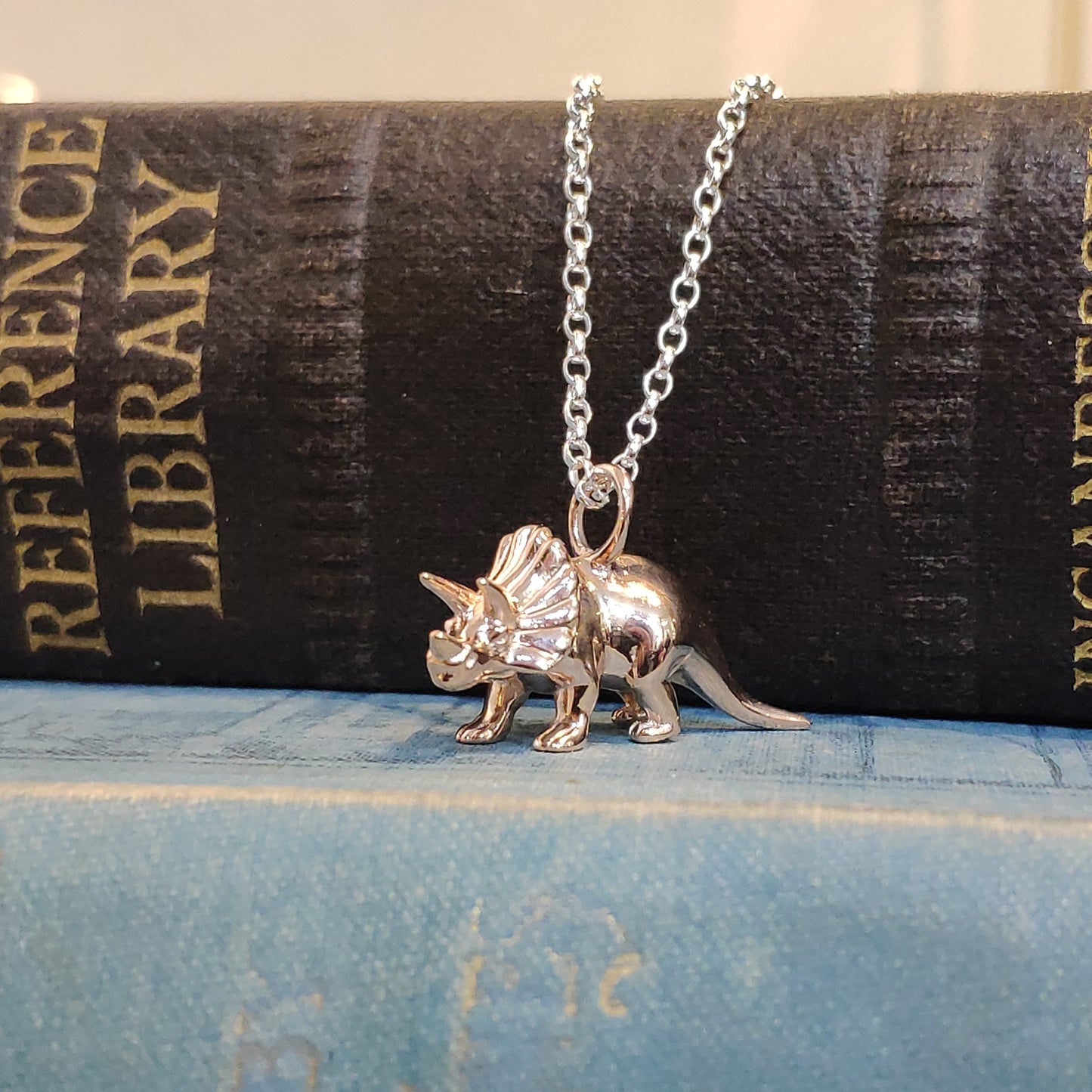 Sterling Silver Rose Gold Plated Dinosaur Pendant Triceratops