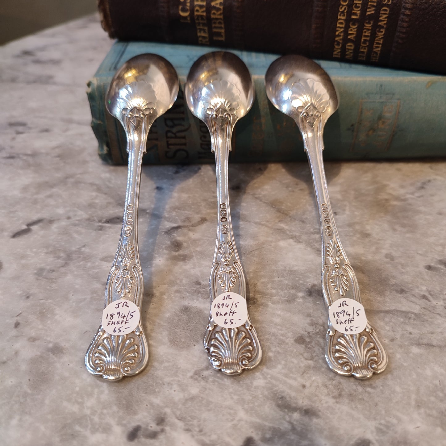 c.1894 Hallmarked Silver Victorian Teaspoons by John Round & Son Silverware