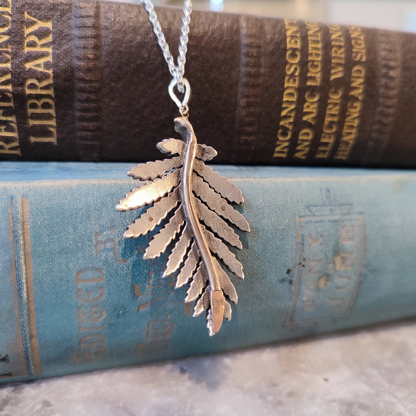 c.1880's Antique Diamond Leaf Pendant in 15ct Rose Gold & Silver 1.10tcw