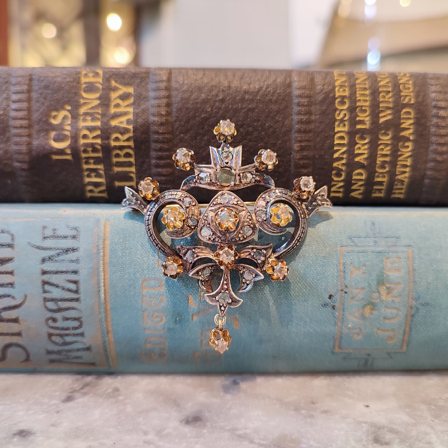 Antique c.1820's Gold and Silver Rose cut Diamond Georgian Brooch