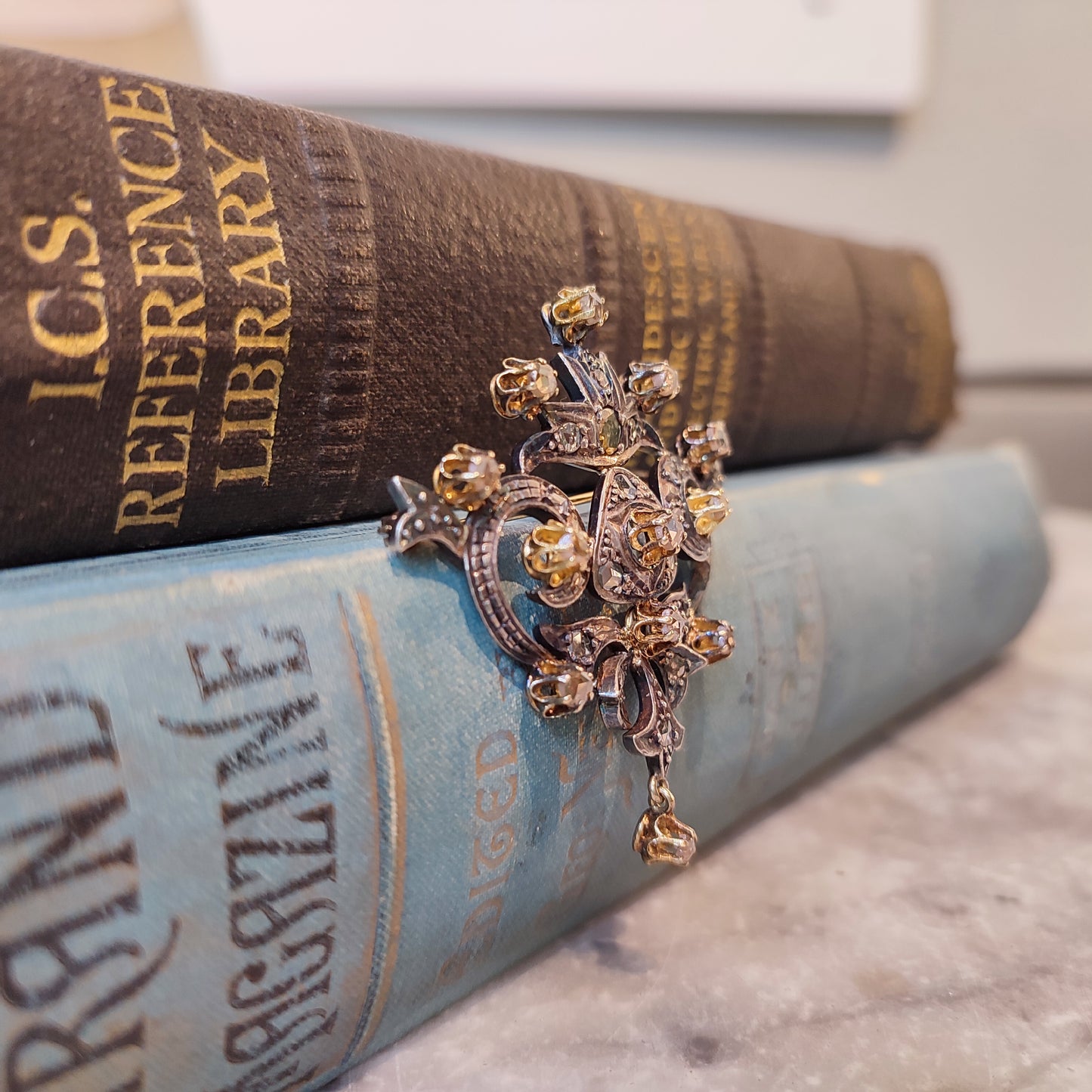 Antique c.1820's Gold and Silver Rose cut Diamond Georgian Brooch