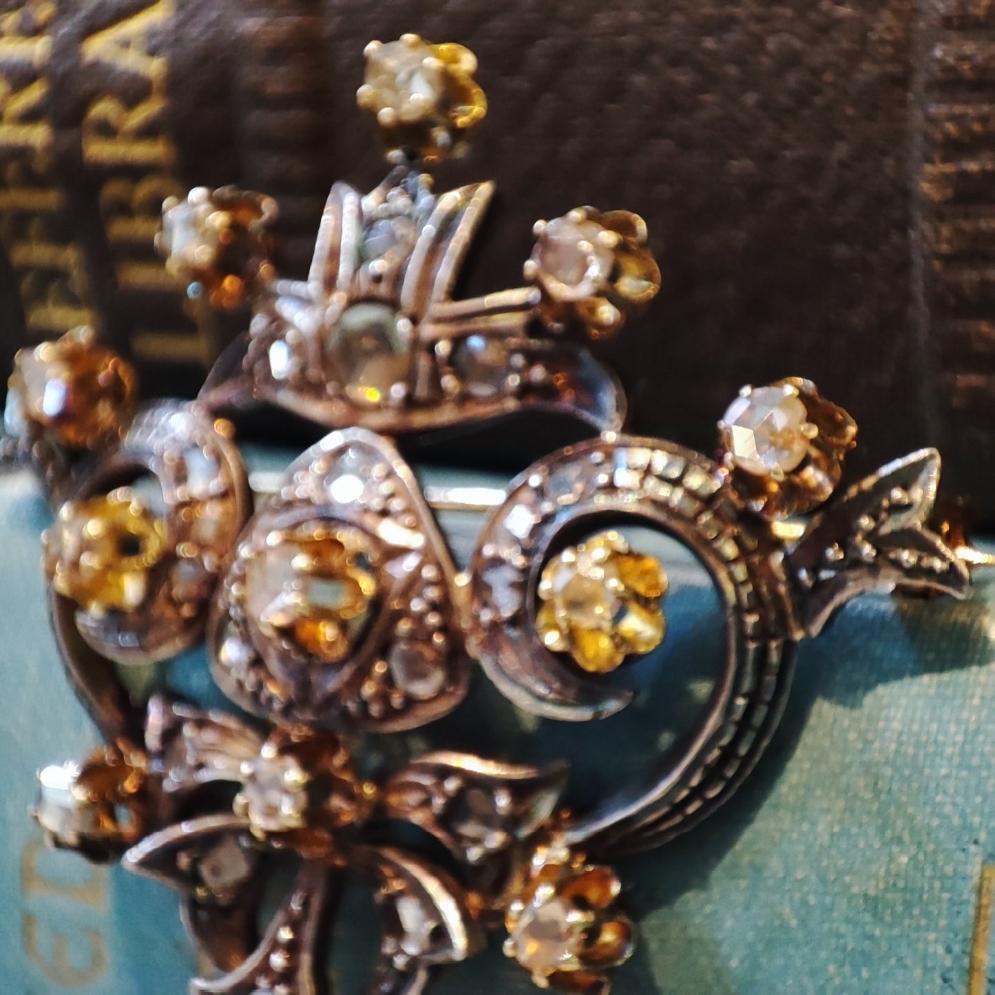Antique c.1820's Gold and Silver Rose cut Diamond Georgian Brooch