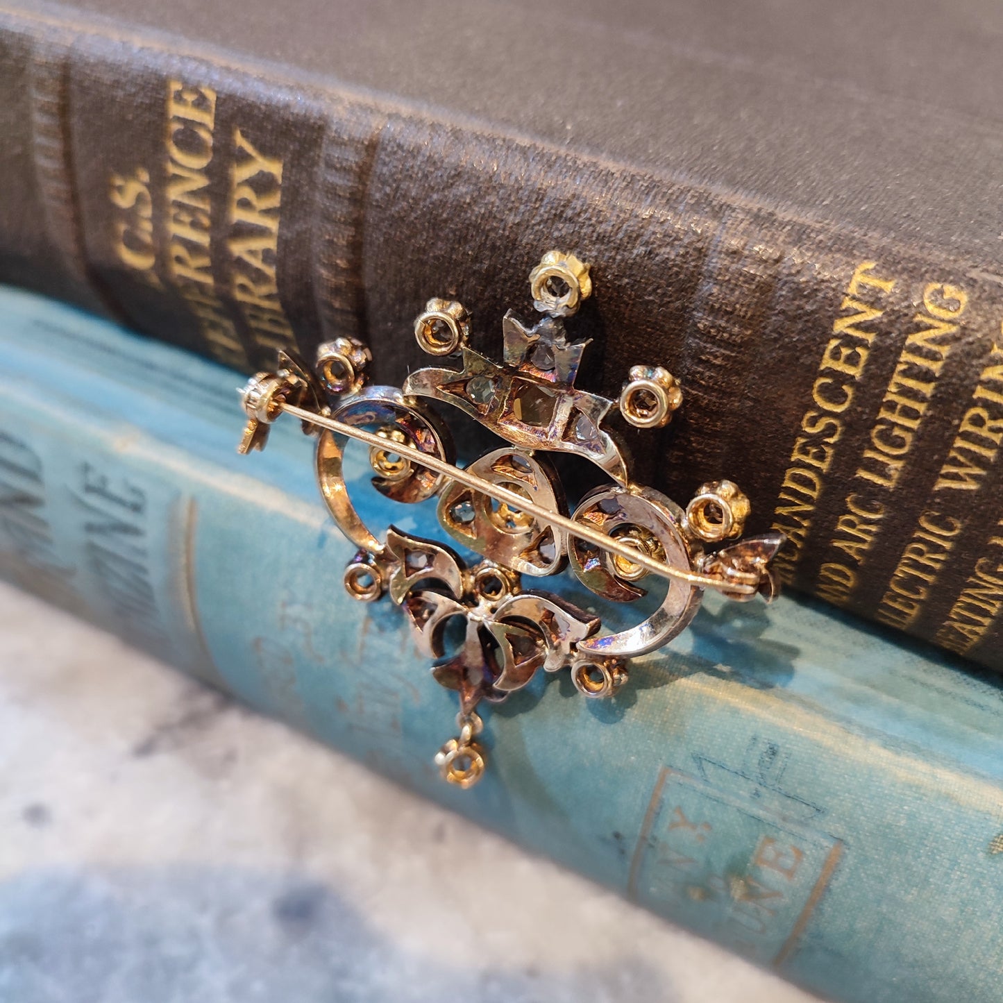 Antique c.1820's Gold and Silver Rose cut Diamond Georgian Brooch