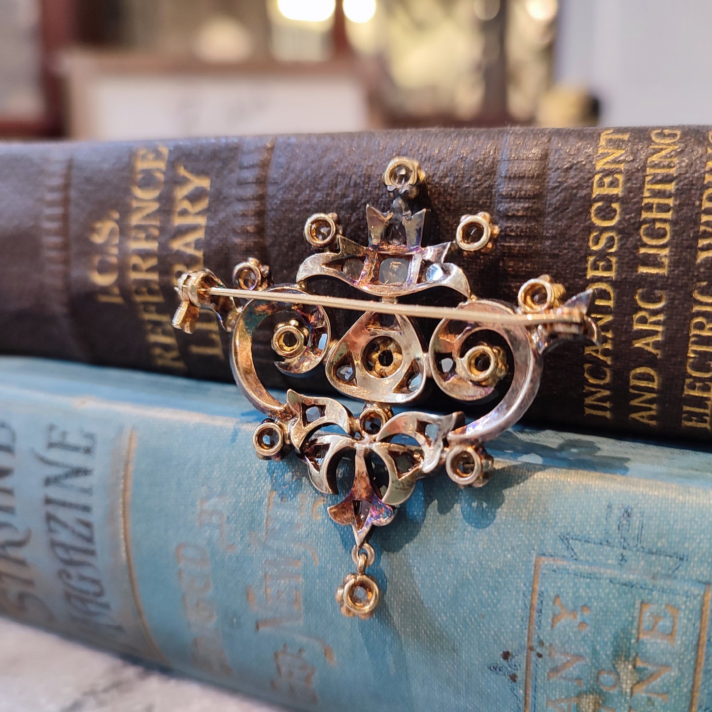 Antique c.1820's Gold and Silver Rose cut Diamond Georgian Brooch